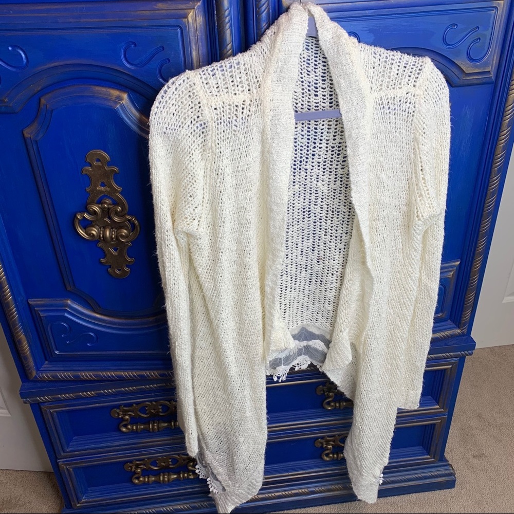 Classic Han Clothing Knit Open Cardigan Lace Large - Picture 1 of 3